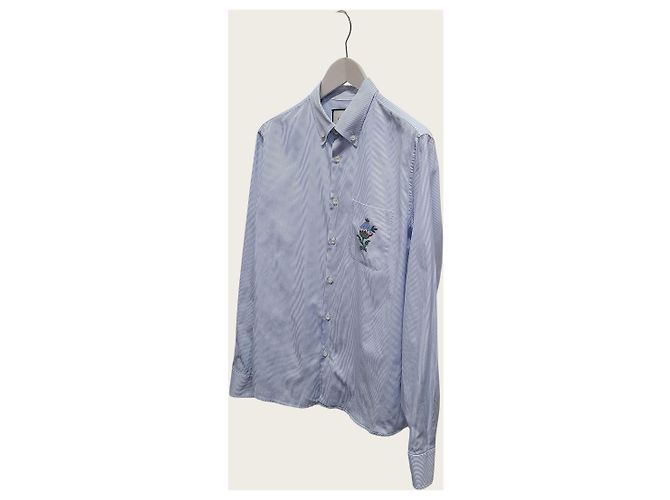 Gucci Camicia ricamata a righe blu da donna - vista 2