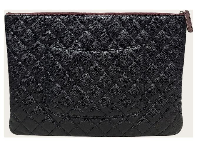 Chanel Borsa a pochette Classic Large Series in pelle caviar nera e argento - vista 5