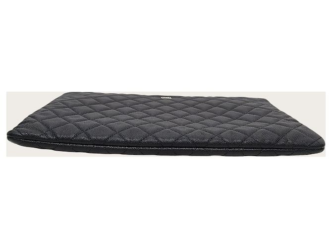 Chanel Borsa a pochette Classic Large Series in pelle caviar nera e argento - vista 6