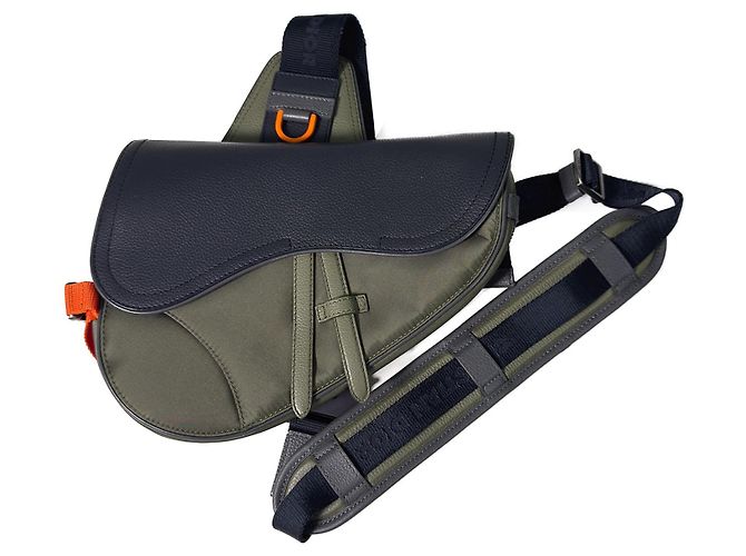 Dior Borsa a tracolla Saddle in nylon e pelle Olive - vista 2