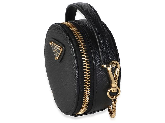 Borsa a tracolla Prada Mini Round Top Handle in pelle Saffiano nera - vista 3