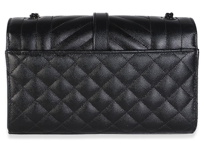 Autre Marque Saint Laurent Borsa a busta Small Monochrome Triquilt in pelle Grain De Poudre nera - vista 2