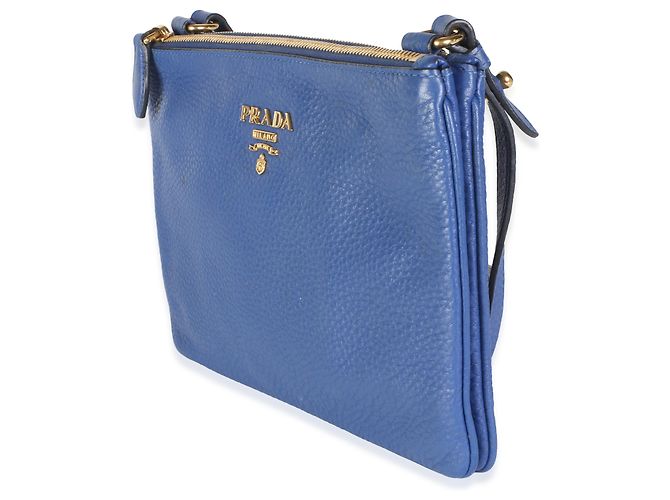 Borsa a tracolla Prada Bluette Vitello Phenix Double Zip - vista 3