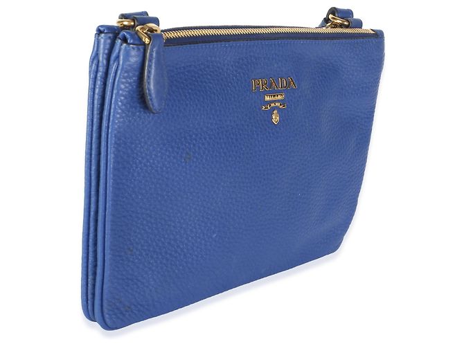Borsa a tracolla Prada Bluette Vitello Phenix Double Zip - vista 4