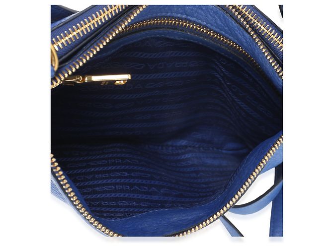 Borsa a tracolla Prada Bluette Vitello Phenix Double Zip - vista 5