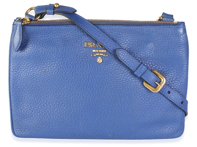 Borsa a tracolla Prada Bluette Vitello Phenix Double Zip - vista 8