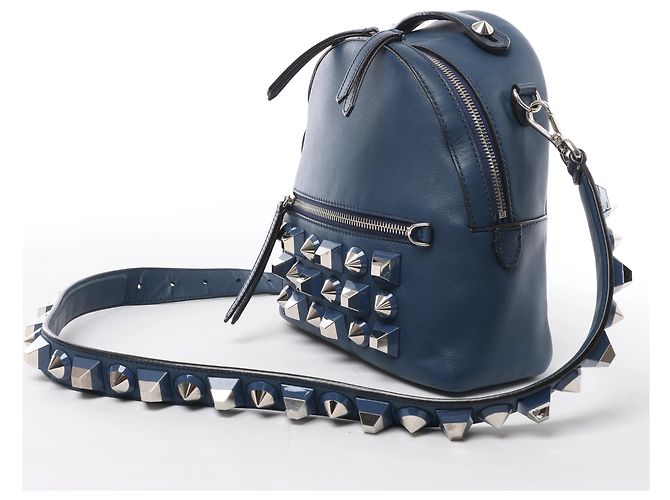 Fendi Borsa Vit Dolce Studs Leather Crossbody Bag Navy Blue 8BT281 - vista 2
