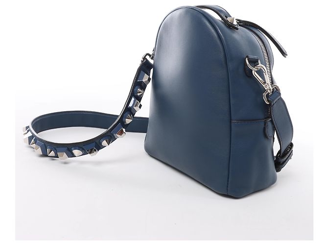 Fendi Borsa Vit Dolce Studs Leather Crossbody Bag Navy Blue 8BT281 - vista 4
