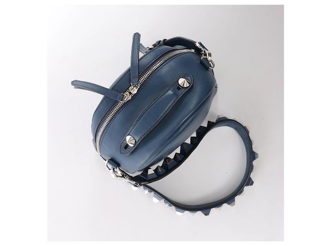 Fendi Borsa Vit Dolce Studs Leather Crossbody Bag Navy Blue 8BT281 - vista 6