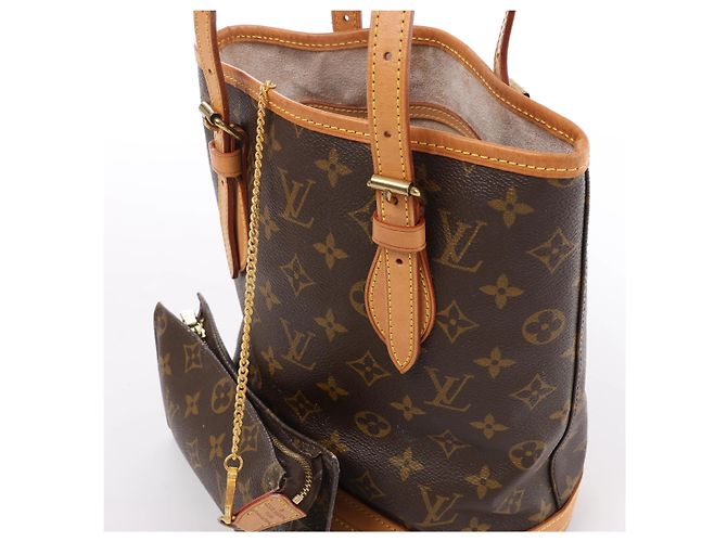 Borsa a spalla Louis Vuitton Bucket PM Monogram in marrone M42238 - vista 4