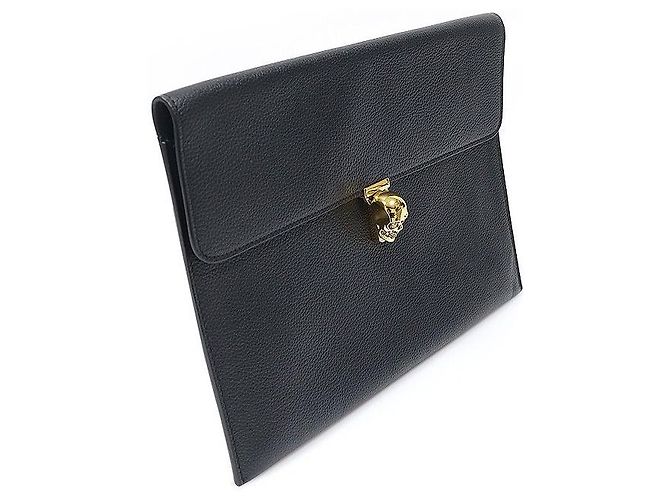 Alexander Mcqueen Clutch a busta Skull in vitello grana nera - vista 3