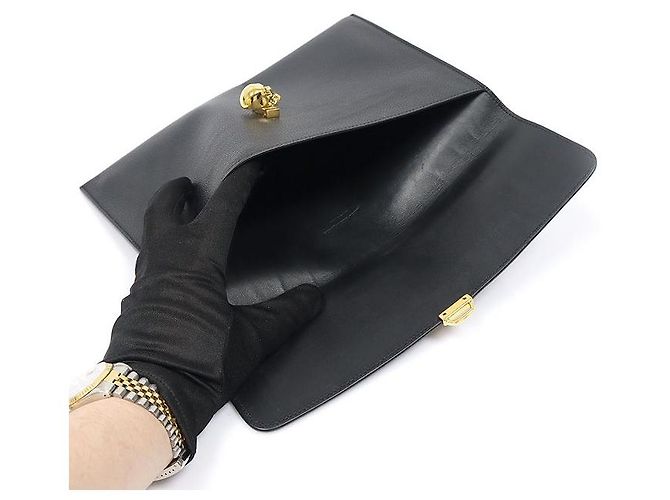 Alexander Mcqueen Clutch a busta Skull in vitello grana nera - vista 6