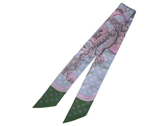 Hermès Twilly in seta Bride de Gala Love Verde Rosa - vista 2