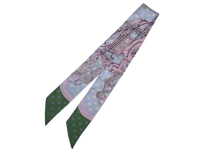 Hermès Twilly in seta Bride de Gala Love Verde Rosa - vista 4