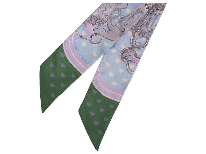 Hermès Twilly in seta Bride de Gala Love Verde Rosa - vista 5