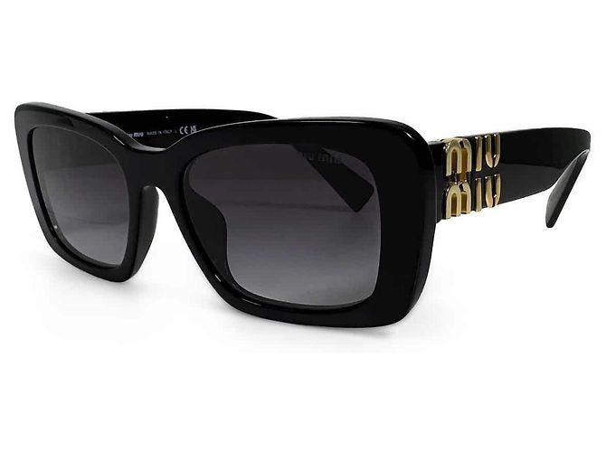 Miu Miu Occhiali da sole Square Oval Acetate Black Slate Grey - vista 2