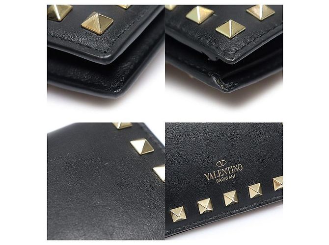 Valentino Cartera Rockstud de piel de becerro negra - vista 6