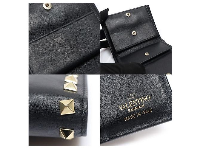 Valentino Cartera Rockstud de piel de becerro negra - vista 7