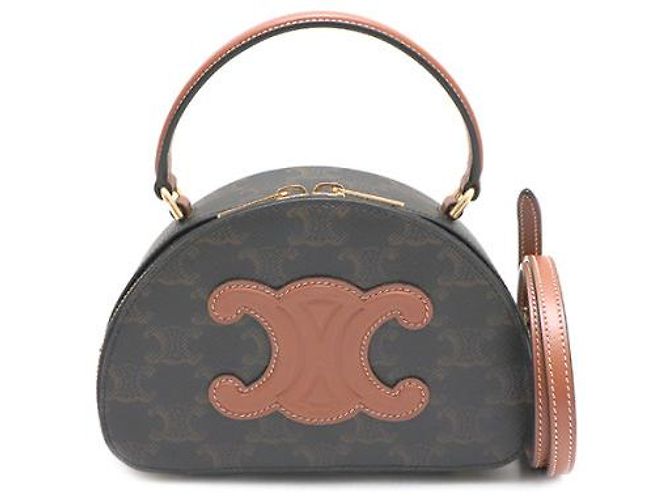 Céline Borsa Tote Half Moon in tela Tan - vista 10
