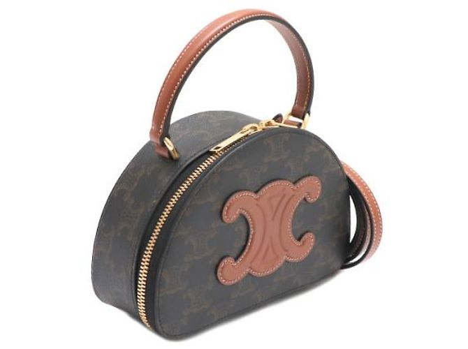 Céline Borsa Tote Half Moon in tela Tan - vista 11