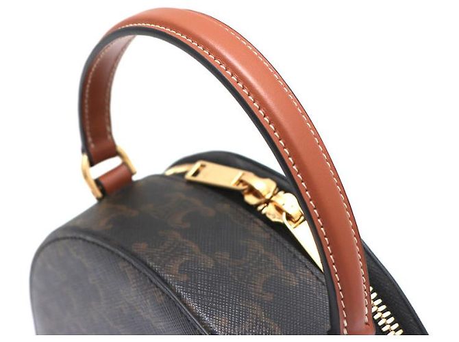 Céline Borsa Tote Half Moon in tela Tan - vista 13