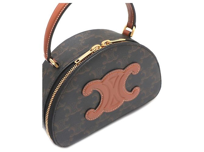 Céline Borsa Tote Half Moon in tela Tan - vista 14