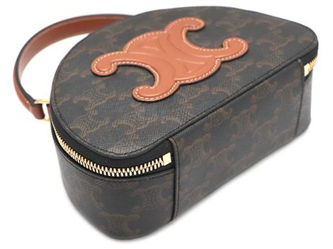 Céline Borsa Tote Half Moon in tela Tan - vista 15