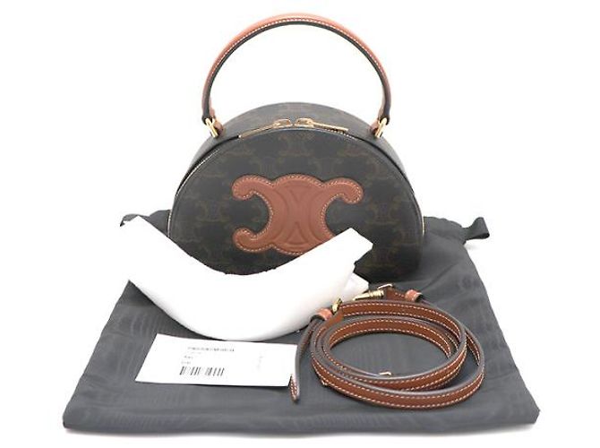 Céline Borsa Tote Half Moon in tela Tan - vista 18