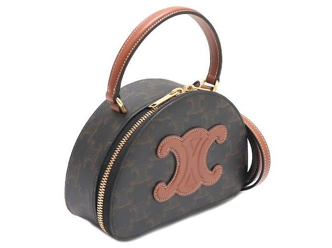 Céline Borsa Tote Half Moon in tela Tan - vista 2