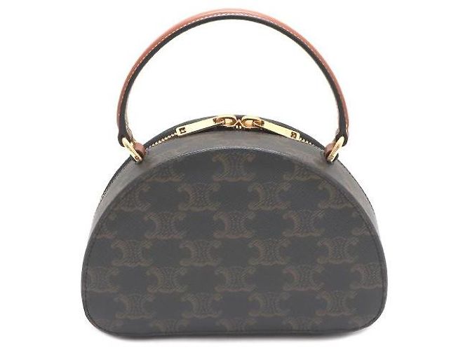 Céline Borsa Tote Half Moon in tela Tan - vista 3