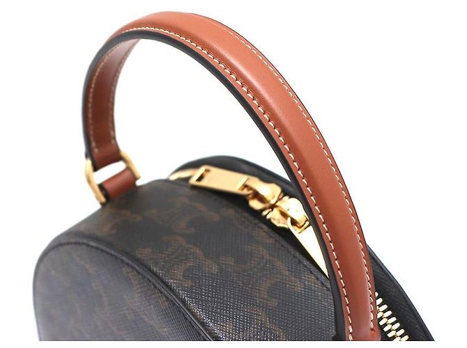 Céline Borsa Tote Half Moon in tela Tan - vista 4