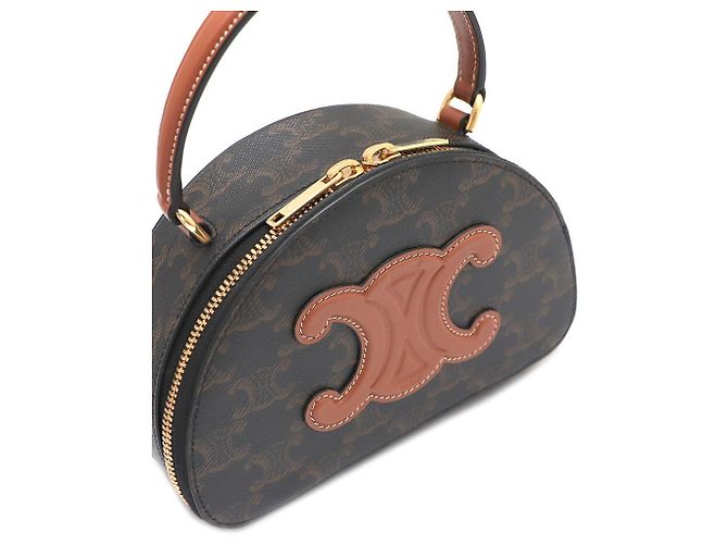 Céline Borsa Tote Half Moon in tela Tan - vista 5