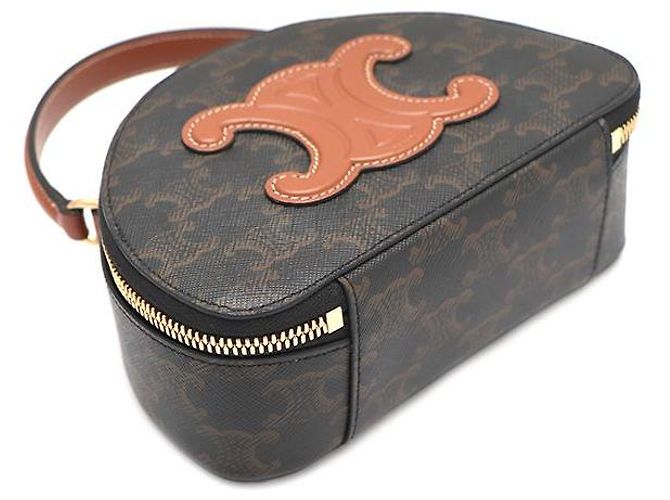 Céline Borsa Tote Half Moon in tela Tan - vista 6