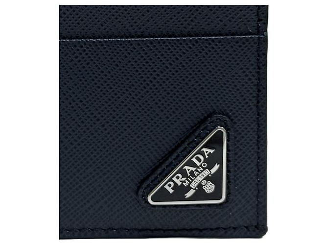 Prada Card Case Saffiano Navy Triangle Logo Open Style - view 10