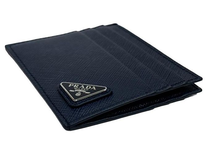Prada Card Case Saffiano Navy Triangle Logo Open Style - view 9