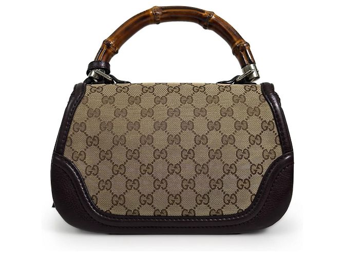 Bamboo Gucci Borsa Tote a spalla con manico in bambù e nappe in jacquard logo GG Marrone - vista 5