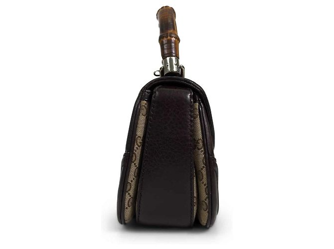 Bamboo Gucci Borsa Tote a spalla con manico in bambù e nappe in jacquard logo GG Marrone - vista 6