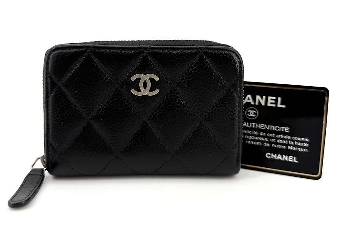 Chanel Tarjetero con cremallera Caviar Silver - vista 2