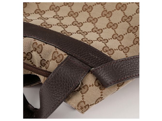 Gucci Drawstring Brown Canvas Backpack - view 10