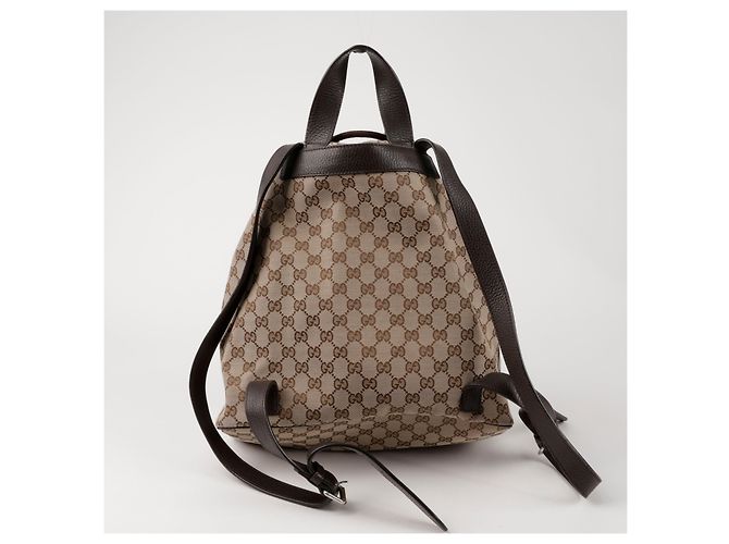 Gucci Drawstring Brown Canvas Backpack - view 3