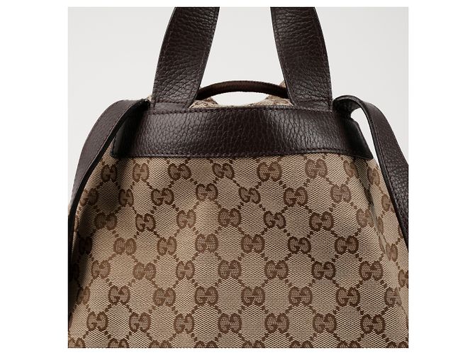 Gucci Drawstring Brown Canvas Backpack - view 4