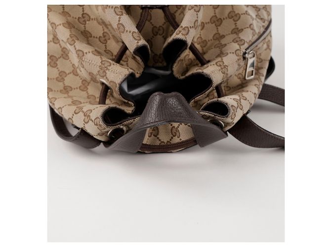 Gucci Drawstring Brown Canvas Backpack - view 6