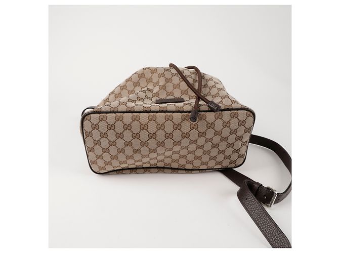 Gucci Drawstring Brown Canvas Backpack - view 7
