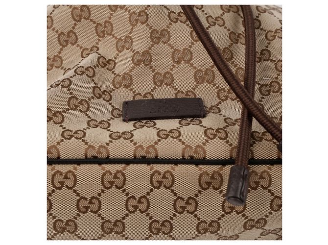 Gucci Drawstring Brown Canvas Backpack - view 8