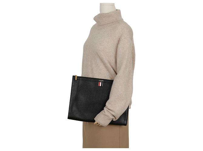 Thom Browne Clutch Document Pebble Black - vista 10