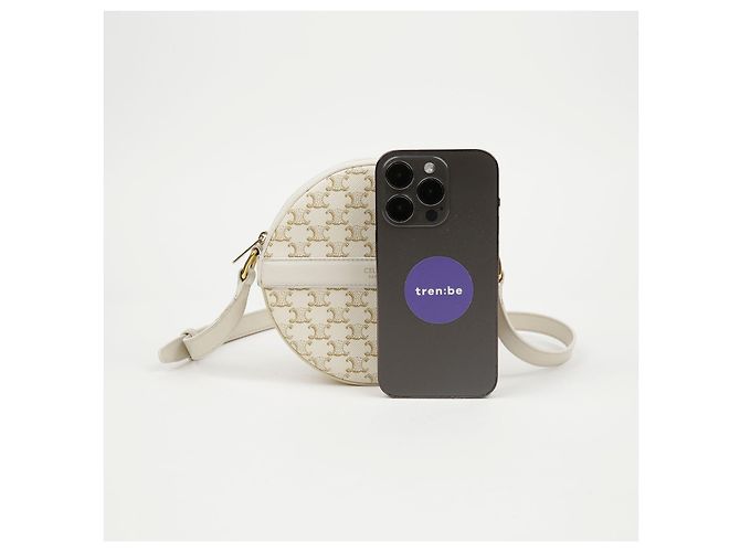 Céline Borsa a tracolla rotonda in tela Triope White - vista 13