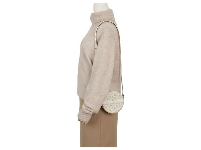Céline Borsa a tracolla rotonda in tela Triope White - vista 15