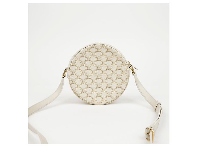 Céline Borsa a tracolla rotonda in tela Triope White - vista 3