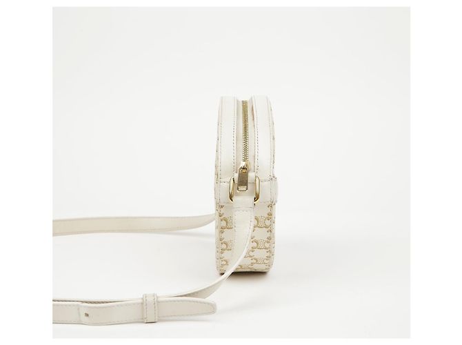 Céline Borsa a tracolla rotonda in tela Triope White - vista 4