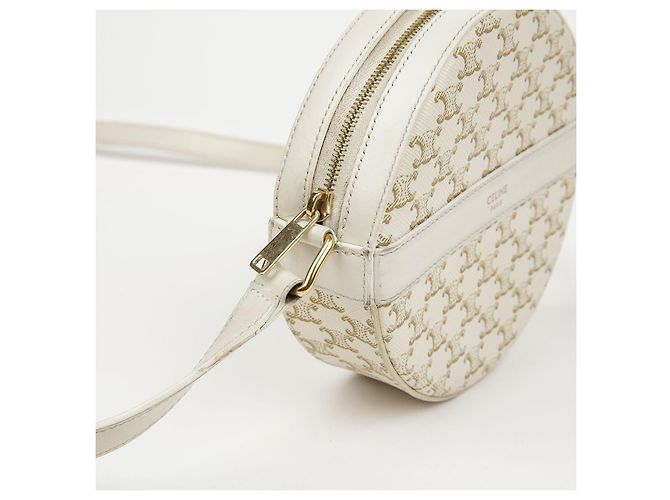 Céline Borsa a tracolla rotonda in tela Triope White - vista 6